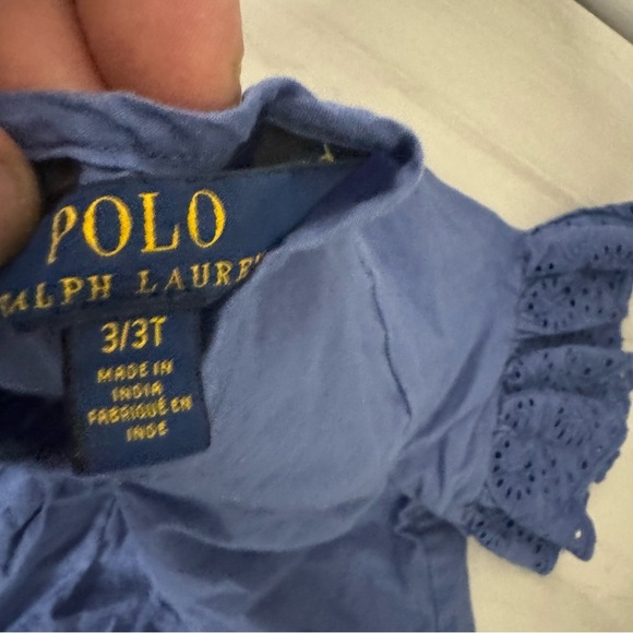 Polo Ralph Lauren Blue Eyelet Sleeve Top - Picture 2 of 4